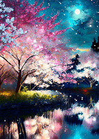 Beautiful night cherry blossoms#589