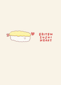 simple Shrimp tempura sushi heart beige