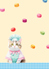 Cat Pastry Chef2  brown yellow