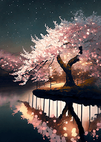 Beautiful night cherry blossoms#1722