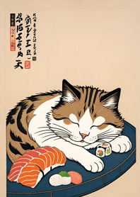 Ukiyo-e Meow Meow Cats 955A3B
