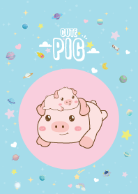 Pig Cute Galaxy Blue