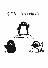白黒シンプル着せ替え（海のどうぶつ）
