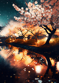 Beautiful night cherry blossoms#130