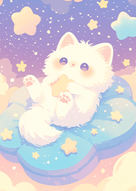 Dreamy White Cat of the Galaxy Star JP