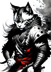 Ink wash cat samurai 8B4431