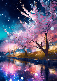Beautiful night cherry blossoms#1100