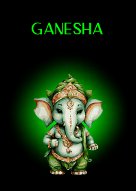 Green Ganesha In Black Theme