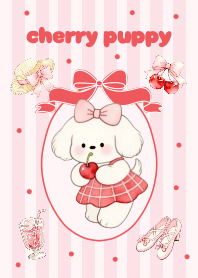cherry puppy with ribbon!