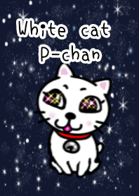 White cat P-chan.A beautiful Starry sky.