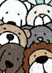 STUFFED ANIMALS 6 with crayons