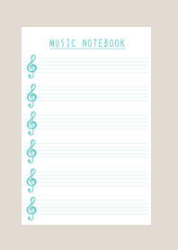 MINT GREEN COLOR MUSICAL NOTES/BEIGE