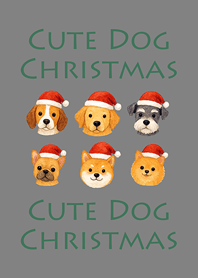 可愛狗狗聖誕節-鐵灰色