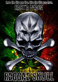 Rasta peace reggae skull
