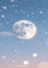 Snowy Night Sky and Gentle Moon