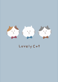 可愛いにゃんこ・三匹・くすみブルー
