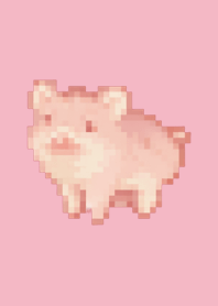 Tema Seni Piksel Babi Merah Muda 05