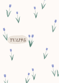 Watercolor Tulips- Dull blue Beige