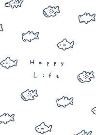 Small Shark(pattern)/white navy