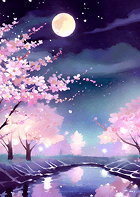 Beautiful night cherry blossoms#800