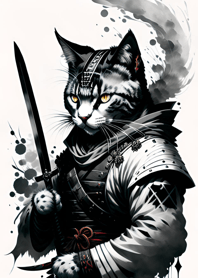Ink wash cat samurai 9a484f