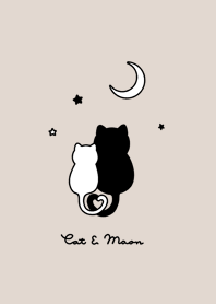 Cat & Moon 2 (snuggling)line/beigeblack