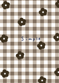 Brown check pattern and flowers.