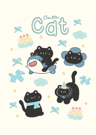 Cat cute : blue theme