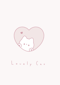 ねことハート．ピンクとベージュ