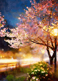 Beautiful night cherry blossoms#131