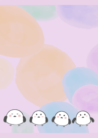 Long tailed tit in cozy light purple