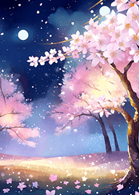 Beautiful night cherry blossoms#1050