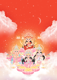 Red: Parvati:Lakshmi:Saraswati:Ganesha