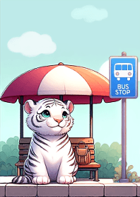 Little white tiger bus shelter