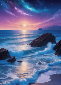 Night by the sea starlit sky moon 51F7