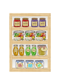 シンプルな瓶詰め食品棚