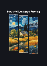 梵谷風格(黑底)-好看風景掛畫 07