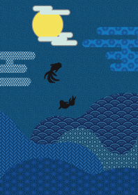 色んな種類の和柄-青パージョン-