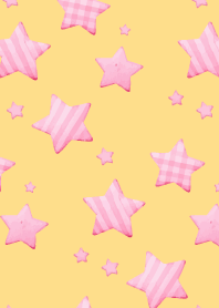 Pink Stars brown & yellow