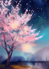 Beautiful night cherry blossoms#1782