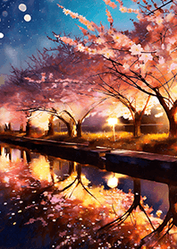 Beautiful night cherry blossoms#470