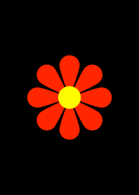 Simple Red Flower [ Black ] No.2