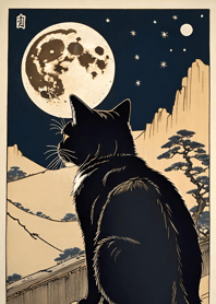 Cat under the Moon 9021Fe