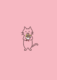 パステル ねこ（グレイッシュ ピンク）