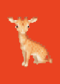 长颈鹿像素艺术主题红色02