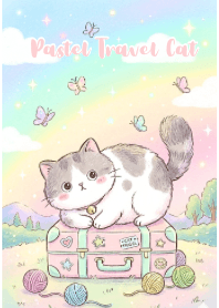 แมวพาสเทลบนกระเป๋าเดินทาง