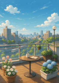 Morning Breeze Across City Balcony