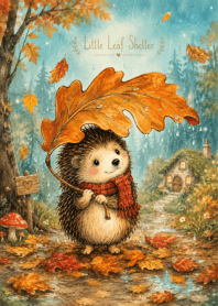 Cozy Hedgehog Autumn Rain