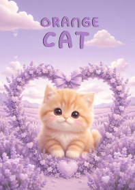 Pretty  Orange Cat In Lavender