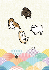 Colorful Japanese pattern and dog